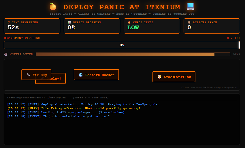 Mini game deploy panic